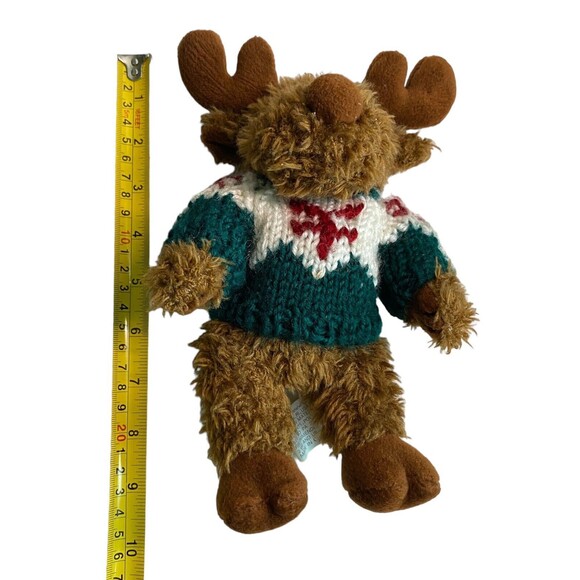 CHRISHA CREATIONS Vintage Moose Plush 1996 Toy Stuffed Animal Winter Sweater - Picture 8 of 11